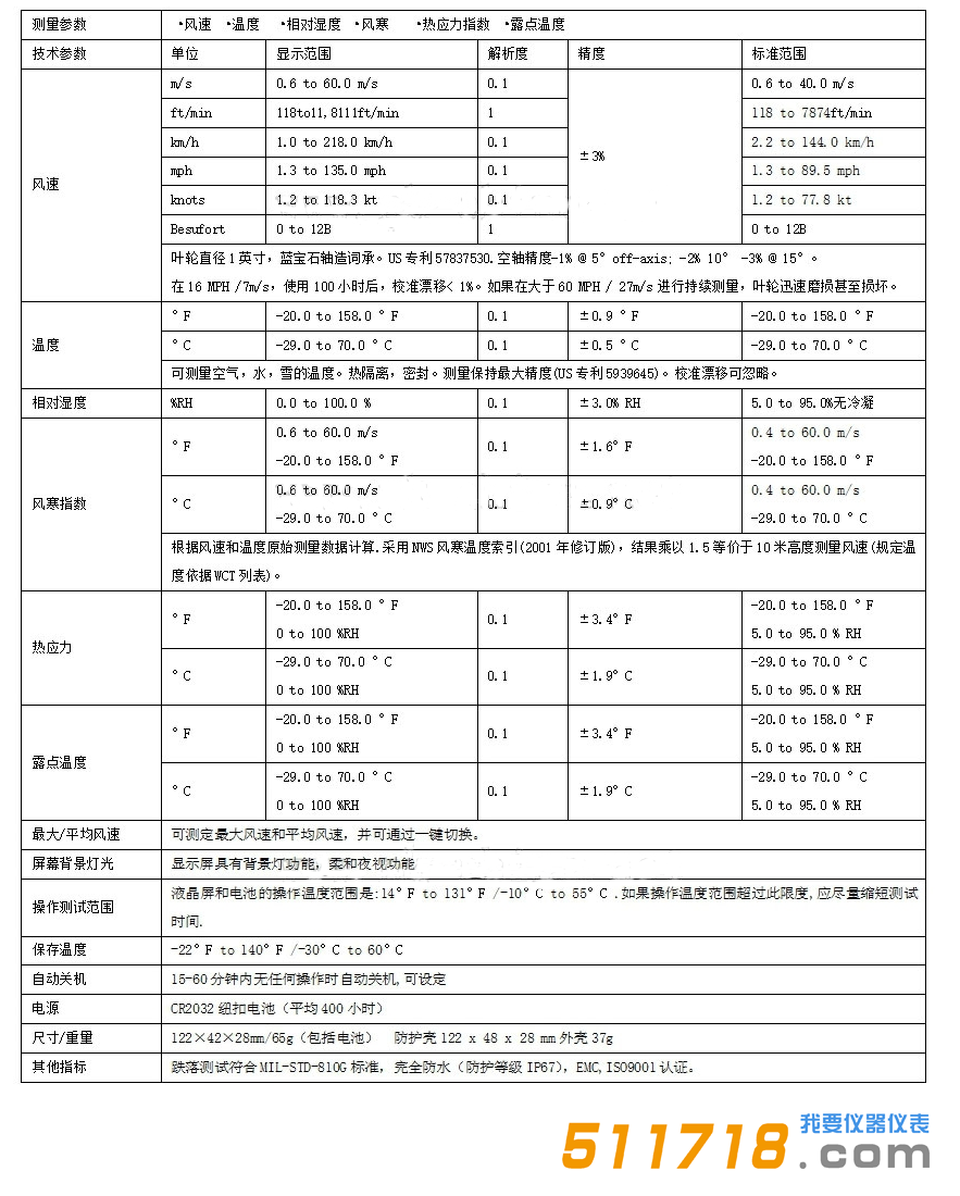 美国NK3000(Kestrel 3000)风速气象仪技术参数.png