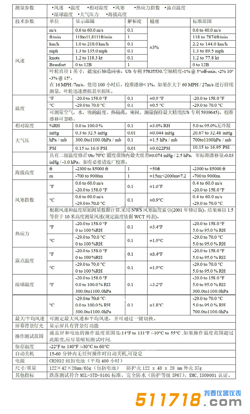 美国NK3500(Kestrel 3500)风速气象仪技术参数.png